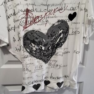 Desigual White and Black Graphic Tee